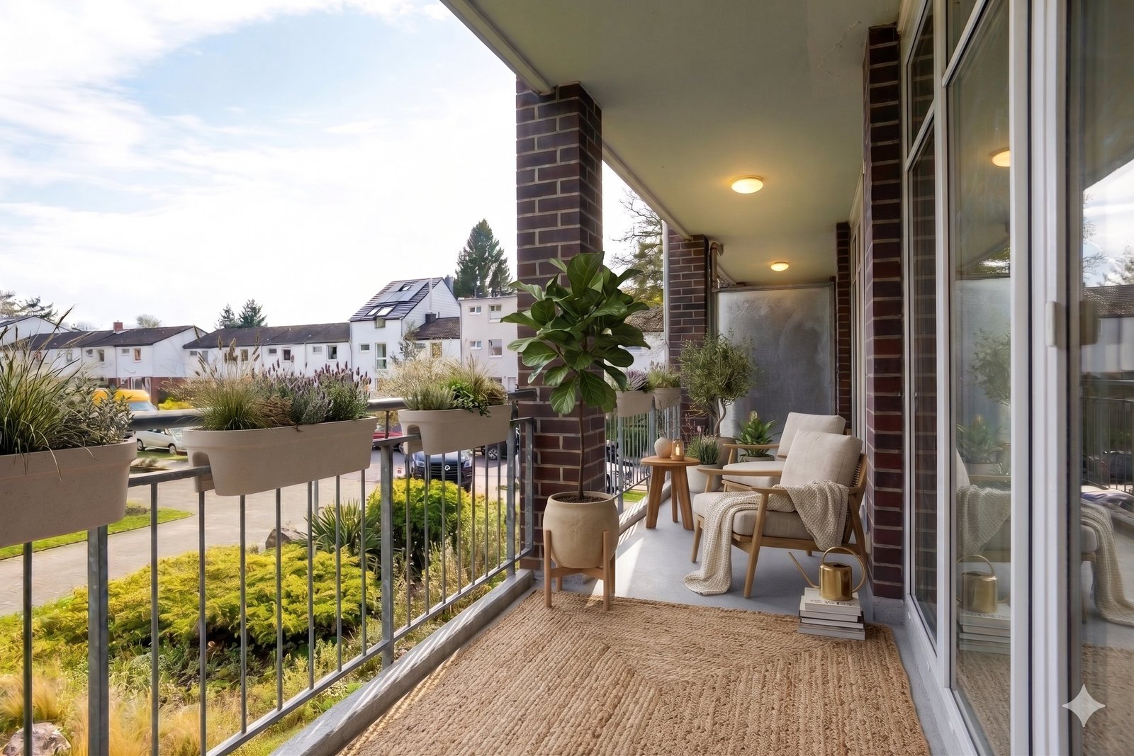 Loggia mit Südausrichtung über die volle Raumbreite